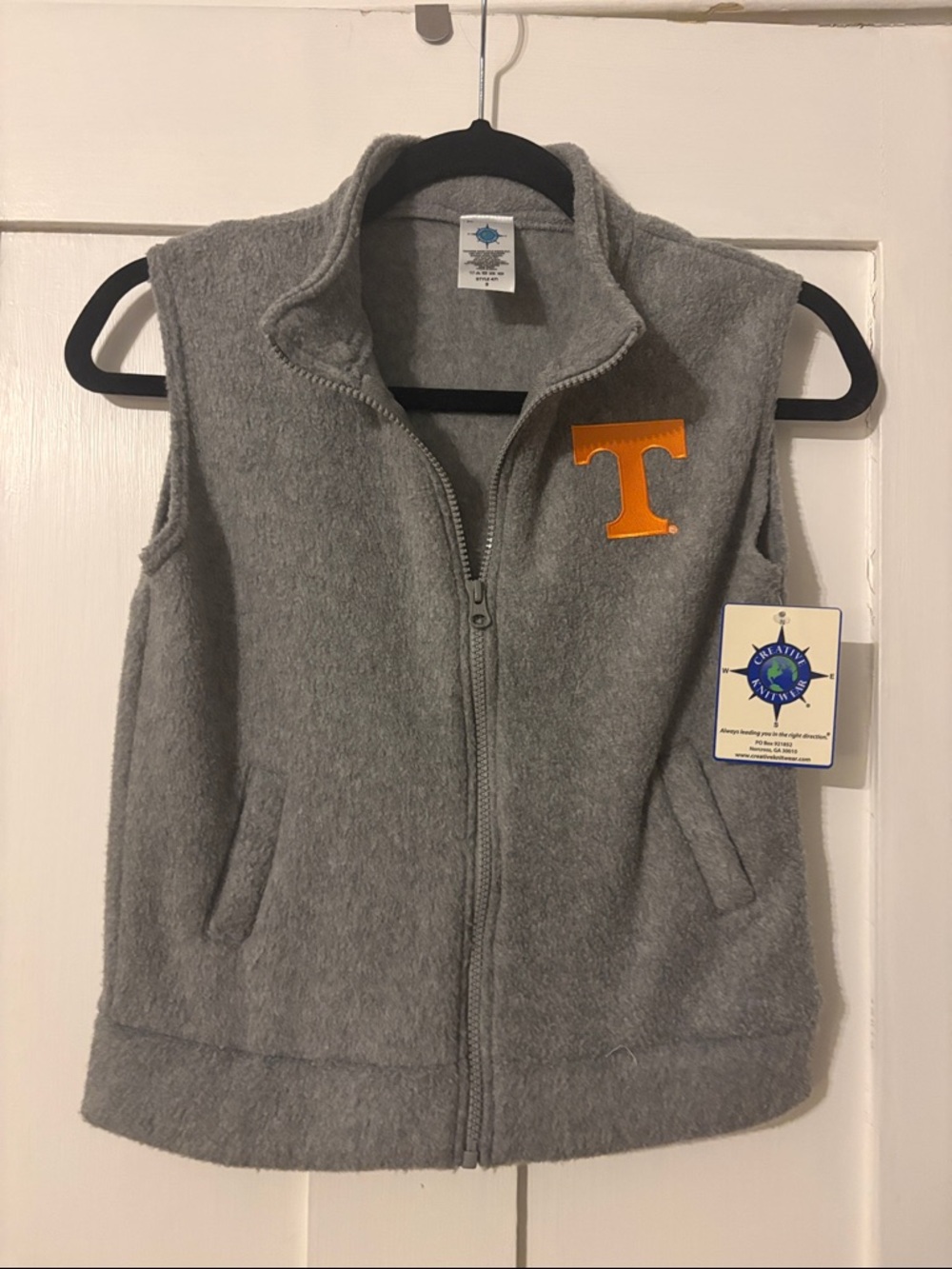 Youth “TN” Nautica Light Gray Fleece Zip Vest with Orange Accent